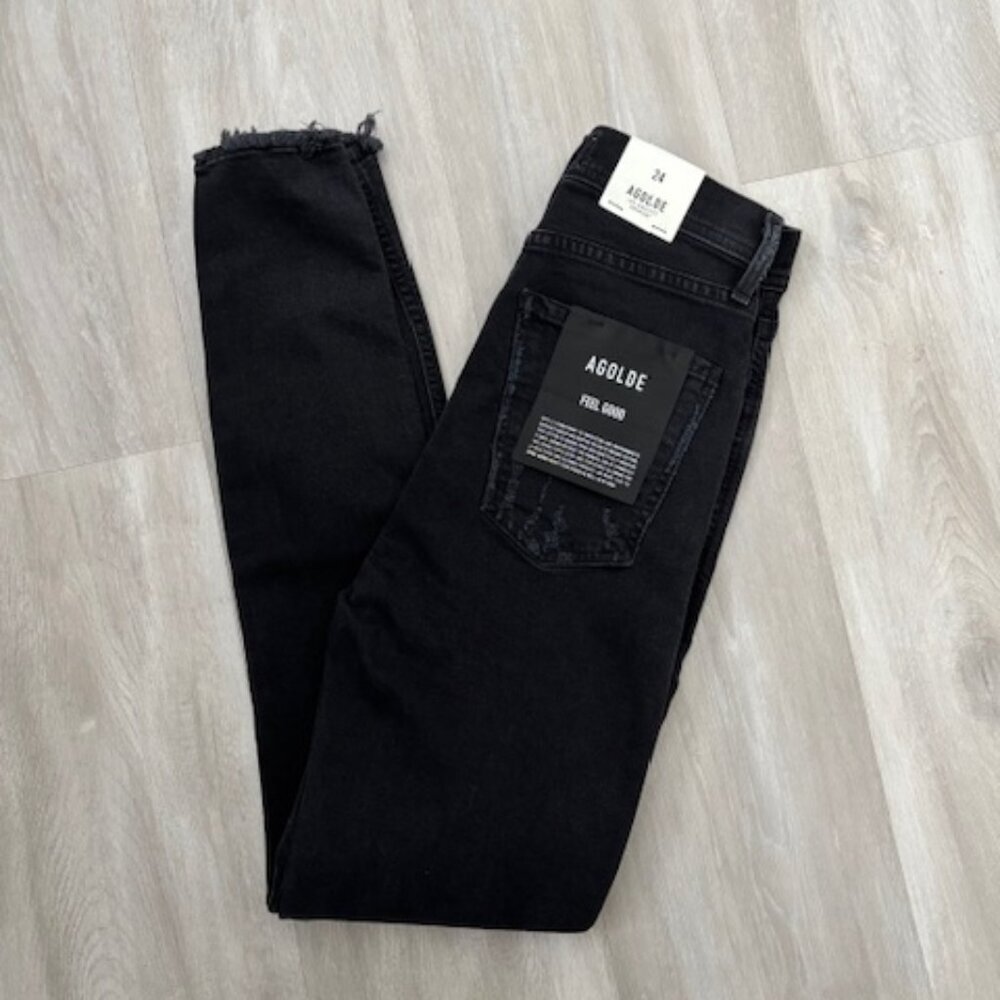 Agolde Feel Good Super High Rise Distressed Skinny Jeans | Size 24 | Black NWT